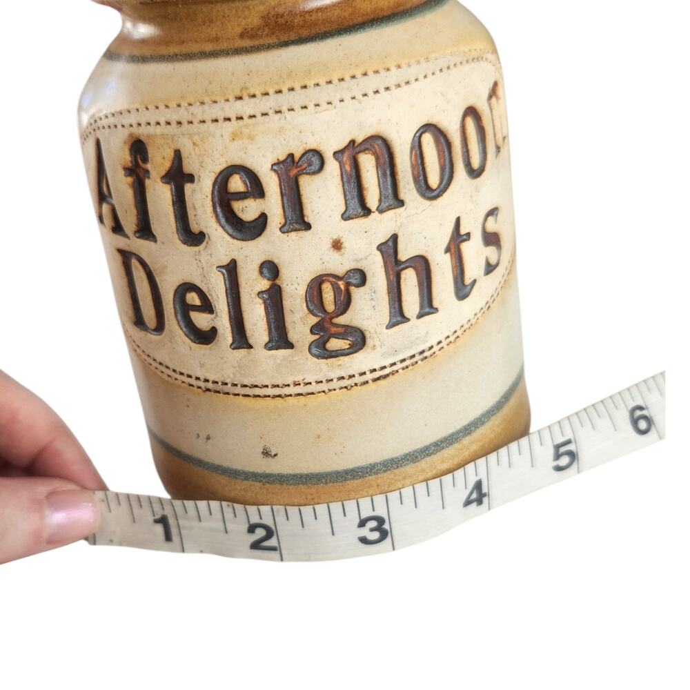 RARE Vtg Dr. Brophy's Word Jar '81 AFTERNOON DELIGHTS Ceramic Cork Clay Beige - Picture 12 of 15